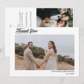 Carte De Remerciements Simple élégant Script moderne 4 photos mariage que (Devant / Derrière)