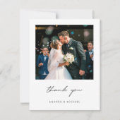 Carte De Remerciements Simple Elegant Script Moderne Un Mariage Photo (Devant)