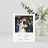 Carte De Remerciements Simple Elegant Script Moderne Un Mariage Photo (Debout devant)