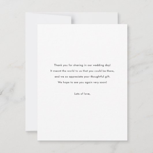 Carte De Remerciements Simple Elegant Script Moderne Un Mariage Photo (Dos)