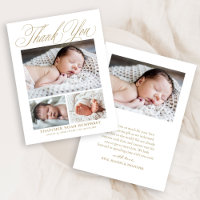 Simple Élégant Script Or 4 Photo Bébé