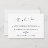 Carte De Remerciements Simple élégant script photo message bébé  (Devant)