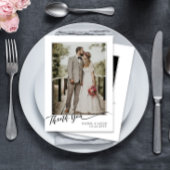 Carte De Remerciements Simple Elegant Script Photo Wedding