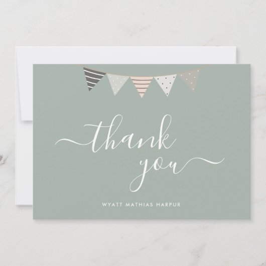 Carte De Remerciements Simple élégant Script Sage Green Baby (Devant)