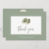 Carte De Remerciements Simple élégant Script Sage Green Baby (Devant / Derrière)