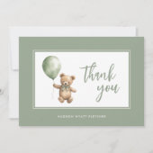 Carte De Remerciements Simple élégant Script Sage Green Baby Boy (Devant)