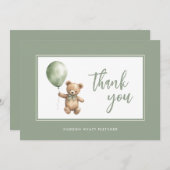 Carte De Remerciements Simple élégant Script Sage Green Baby Boy (Devant / Derrière)