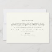Carte De Remerciements Simple Elegant Wedding Thank You Card With Note (Dos)