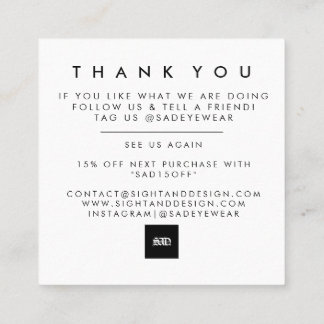 Carte de remerciements simple en gras minimaliste