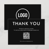 Carte de remerciements simple en noir et blanc (Devant / Derrière)