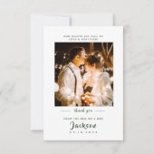 Carte De Remerciements Simple et élégant avec photo Mariage vert foncé (Devant)