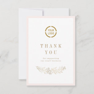 Carte De Remerciements Simple et élégant botanique avec logo petite entre