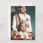 Carte De Remerciements Simple et élégant mariage indien rouge et blanc (Devant)