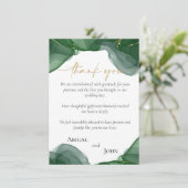 Carte De Remerciements Simple et élégant mariage vert et or (Debout devant)