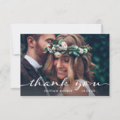 Carte De Remerciements Simple et élégant | Modern Two Photo Mariage (Devant)