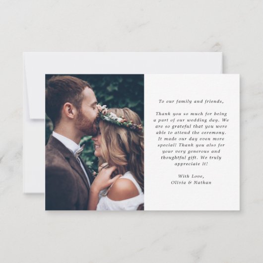 Carte De Remerciements Simple et élégant | Modern Two Photo Mariage (Dos)