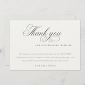 Carte De Remerciements Simple Faire-Écrire Script Baby Shower Noir et Bla (Devant / Derrière)