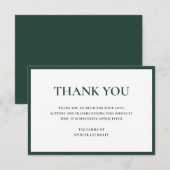 Carte De Remerciements Simple Forêt Vert traditionnel Sympathie Funéraill (Devant / Derrière)