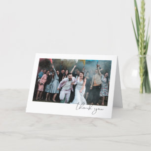 Carte De Remerciements Simple Fun Script Font Guest Photo Mariage