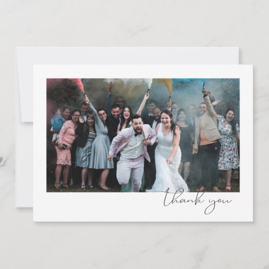 Carte De Remerciements Simple Fun Script Font Guest Photo Mariage (Devant)