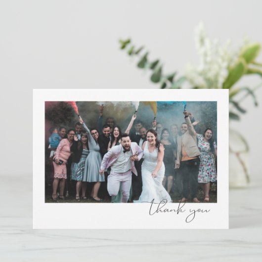 Carte De Remerciements Simple Fun Script Font Guest Photo Mariage (Debout devant)