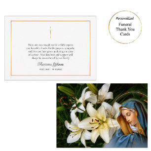 Carte De Remerciements Simple Funérailles / Mémorial Catholique Romain