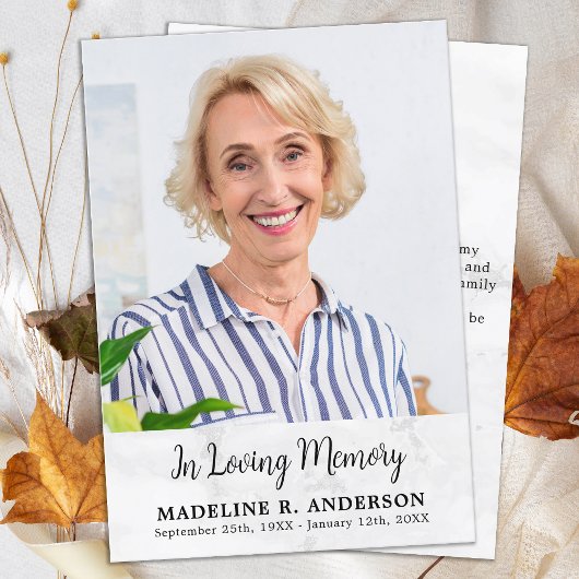 Carte De Remerciements Simple funérailles personnalisées Photo Sympathie
