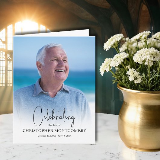 Carte De Remerciements Simple Funeral Photo Folded