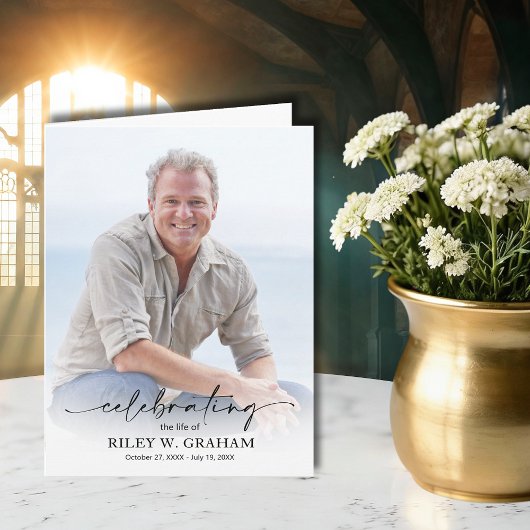 Carte De Remerciements Simple Funeral Photo Folded