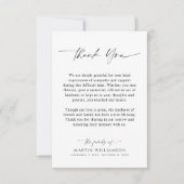 Carte De Remerciements Simple Funeral Script Thank You (Devant)