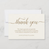 Carte De Remerciements Simple Funeral Thank You Note Card Bereavement (Devant)