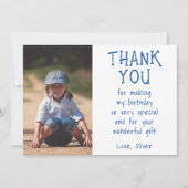Carte De Remerciements Simple garçon Photo Anniversaire de l'enfant (Devant)