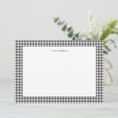 Carte De Remerciements Simple Gingham noir et blanc personnalisé (Debout devant)