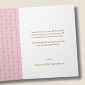 Carte De Remerciements Simple Girl Cross Baptism Folded 