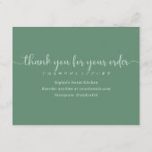 Carte De Remerciements Simple Green Script Cake Care Instructions Bakery (Dos)