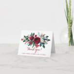 Carte De Remerciements Simple hic winter red peonies bouthank<br><div class="desc">A delicate and simple winter botanical floral bouthank you card with red burgundy and white peony flowers and with pine green seasonal fiquet branches, red berries and foliage to express your gratitude to your friends and family after your wedding or any other important event in your life . Personalize it...</div>