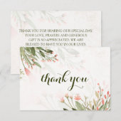 Carte De Remerciements Simple Jardin De Mariage Fleur De Jardin Aquarelle (Devant / Derrière)