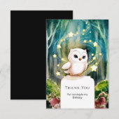 Carte De Remerciements Simple Joyeux Anniversaire Chouette Dans les Bois (Devant / Derrière)