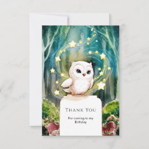Carte De Remerciements Simple Joyeux Anniversaire Chouette Dans les Bois
