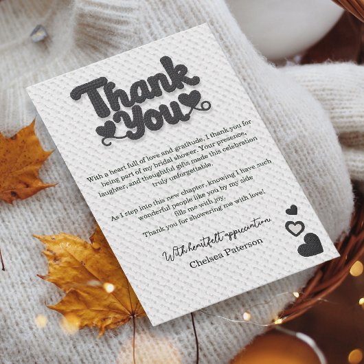 Carte De Remerciements Simple lettrage de script gras blanc Mariage Fête