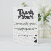Carte De Remerciements Simple lettrage de script gras blanc Mariage Fête (Debout devant)