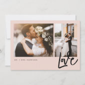 Carte De Remerciements Simple Love Script 2 Photos Mariage (Devant)