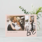 Carte De Remerciements Simple Love Script 2 Photos Mariage (Debout devant)