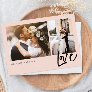 Carte De Remerciements Simple Love Script 2 Photos Mariage