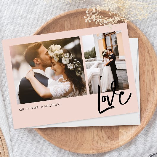 Carte De Remerciements Simple Love Script 2 Photos Mariage