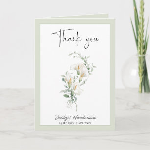 Carte De Remerciements Simple Lys Calla Blanc Eucalyptus Sympathie