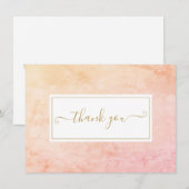 Carte De Remerciements Simple Marbre Doré Aquarelle Script (Devant / Derrière)