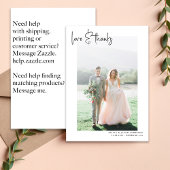 Carte De Remerciements Simple Mariage d'amour photo