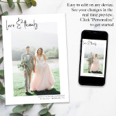 Carte De Remerciements Simple Mariage d'amour photo