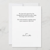 Carte De Remerciements Simple mariage écriture (Dos)